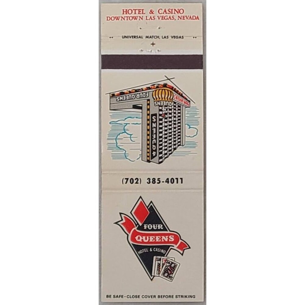 Vintage Four Queens Hotel Casino Las Vegas Matchbook Cover Nevada NV Fremont St